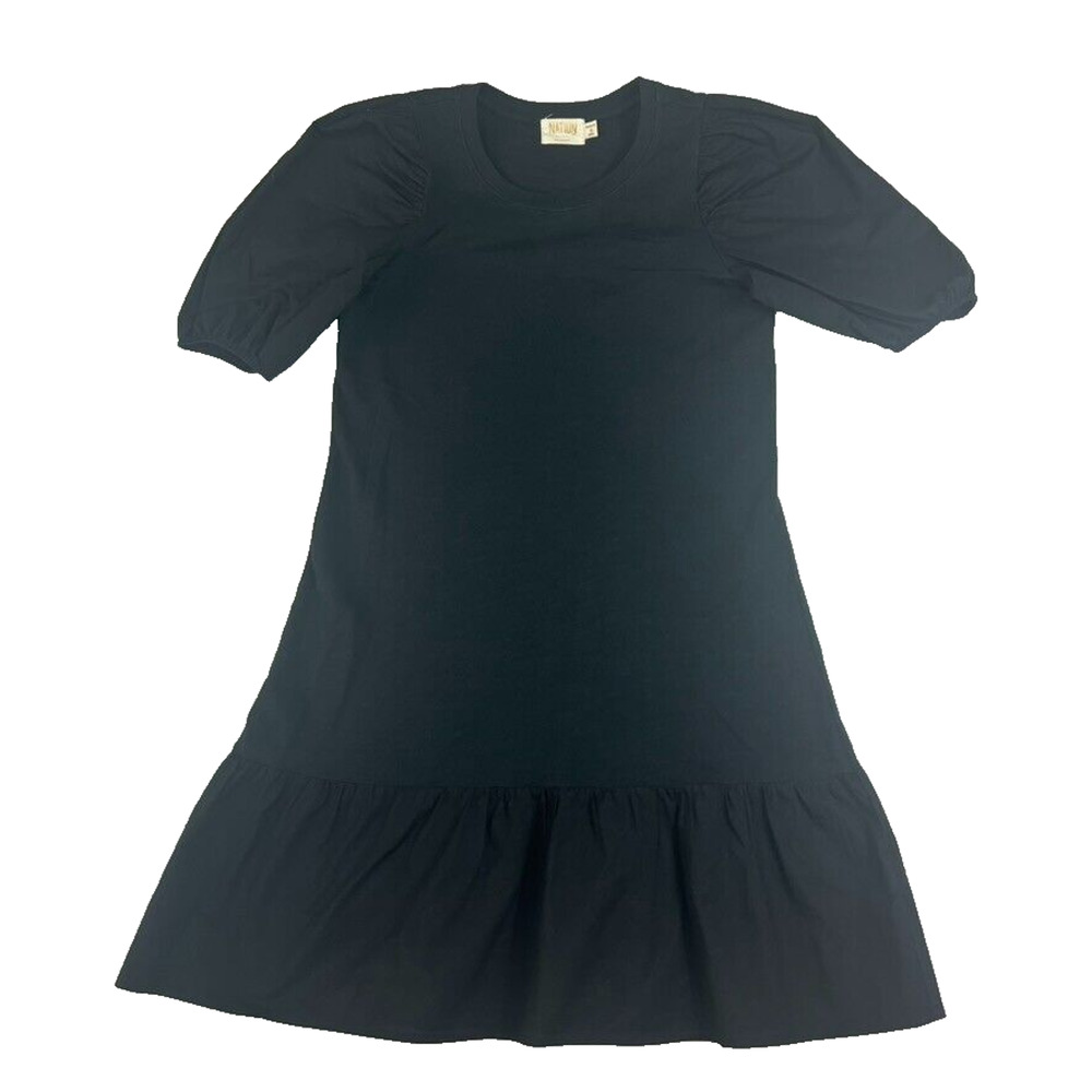 Anthropologie NATION LTD Dress Womens Small Black Evangeline Puff Sleeve Tiered